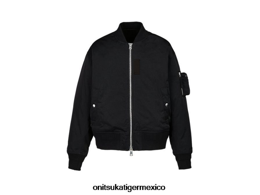 onitsuka_tiger_ropa_4p8d6n379_negro_hombres_chaqueta_de_bombardero.jpg Onitsuka Tiger ropa 4P8D6N379 negro hombres chaqueta de bombardero - Image 1