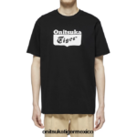 Onitsuka Tiger ropa 4P8D6N407 blanco negro unisexo camiseta con logo