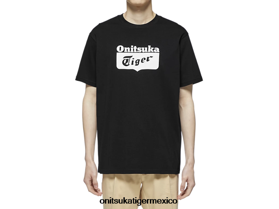 onitsuka_tiger_ropa_4p8d6n407_blanco_negro_unisexo_camiseta_con_logo.png Onitsuka Tiger ropa 4P8D6N407 blanco negro unisexo camiseta con logo - Image 1