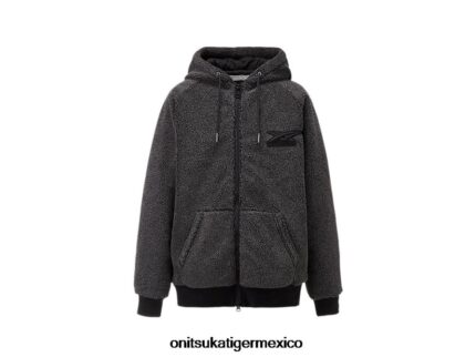Onitsuka Tiger ropa 4P8D6N466 negro hombres sudadera con capucha y cremallera