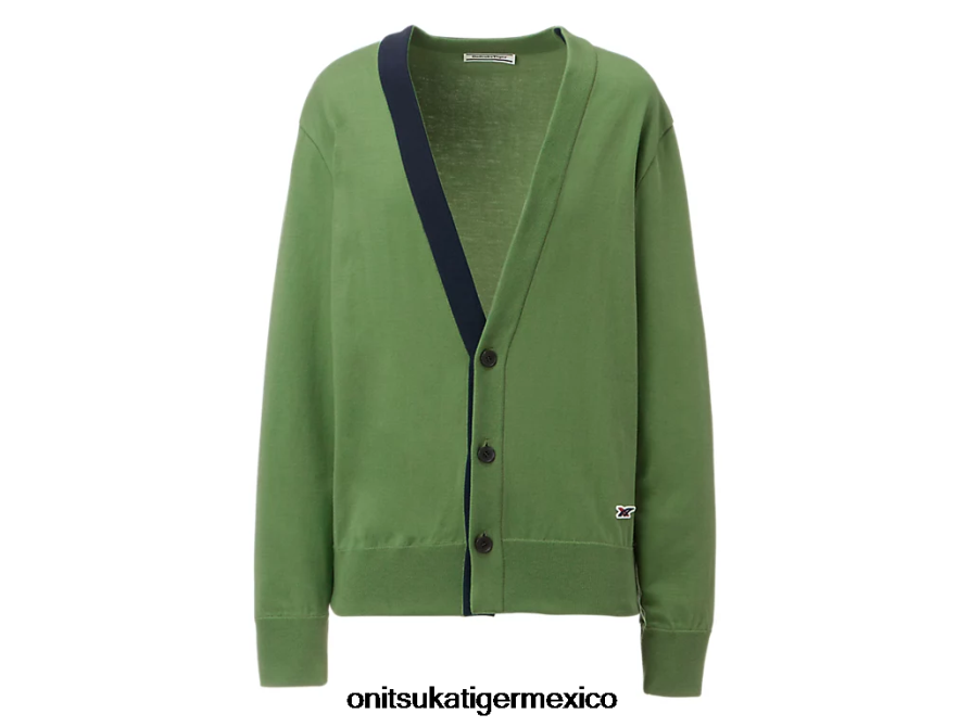 onitsuka_tiger_ropa_4p8d6n481_verde_brillante_unisexo_cardigan_de_punto.png Onitsuka Tiger ropa 4P8D6N481 verde brillante unisexo cárdigan de punto - Image 1