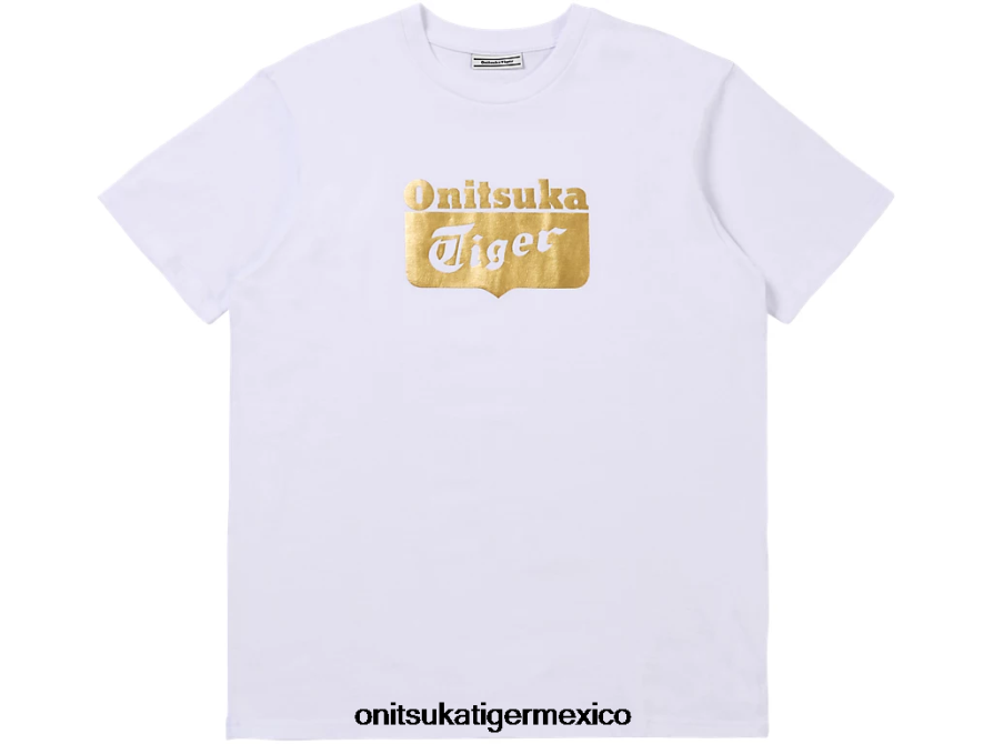 Onitsuka Tiger ropa 4P8D6N482 oro blanco real/rico unisexo camiseta con logo - Image 3