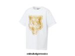 Onitsuka Tiger ropa 4P8D6N659 Oro blanco niños logotipo gráfico t - Image 4