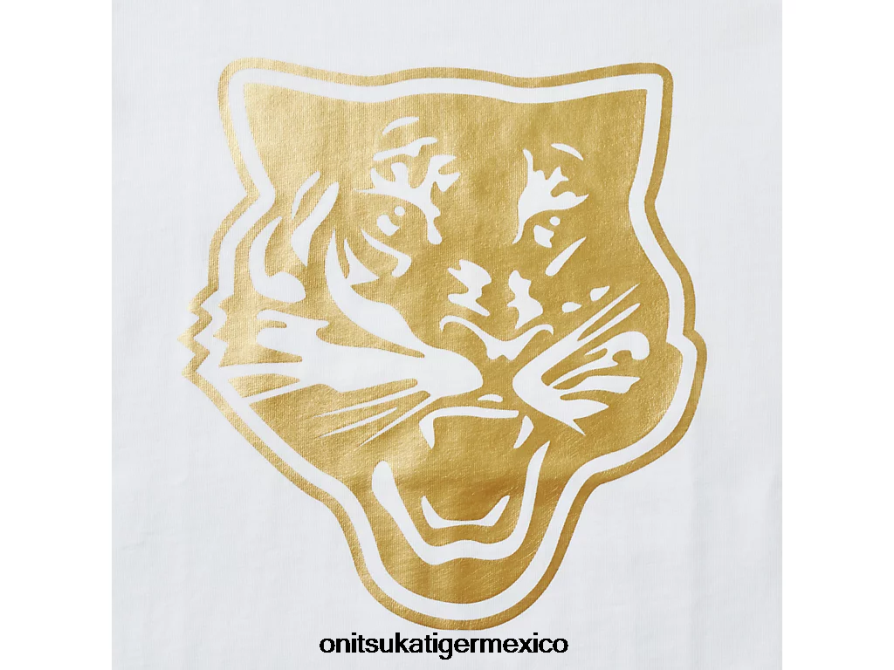 Onitsuka Tiger ropa 4P8D6N659 Oro blanco niños logotipo gráfico t - Image 5