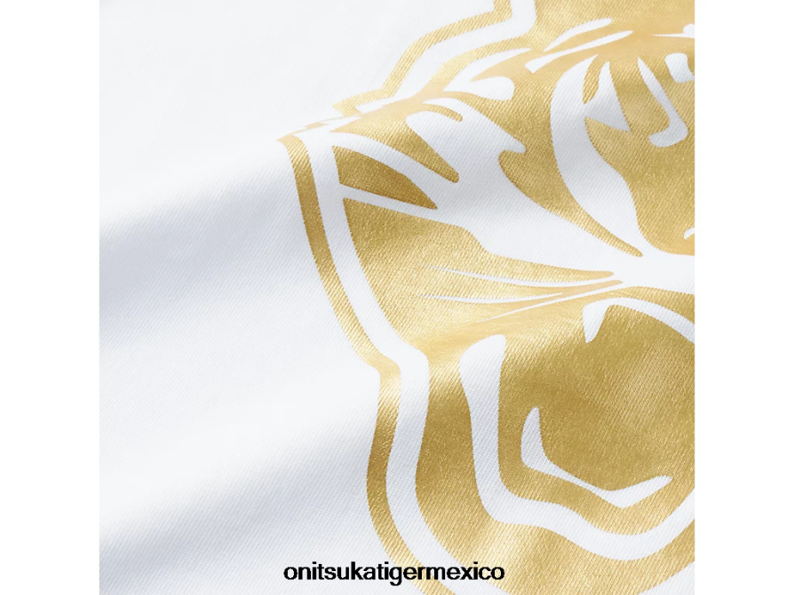 Onitsuka Tiger ropa 4P8D6N659 Oro blanco niños logotipo gráfico t - Image 6