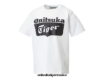 Onitsuka Tiger ropa 4P8D6N669 blanco auténtico/negro de alto rendimiento niños camiseta con logo - Image 4