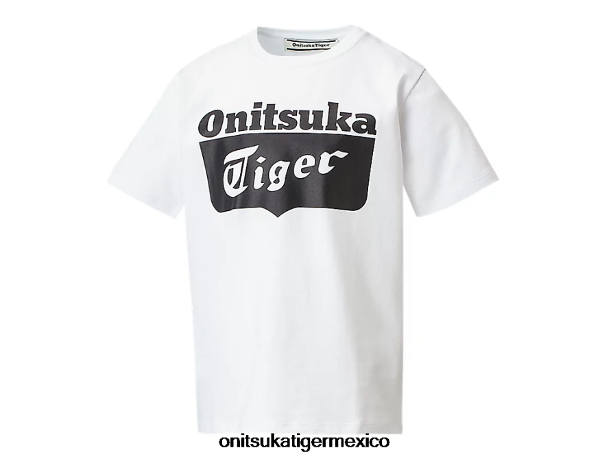 Onitsuka Tiger ropa 4P8D6N669 blanco auténtico/negro de alto rendimiento niños camiseta con logo - Image 4
