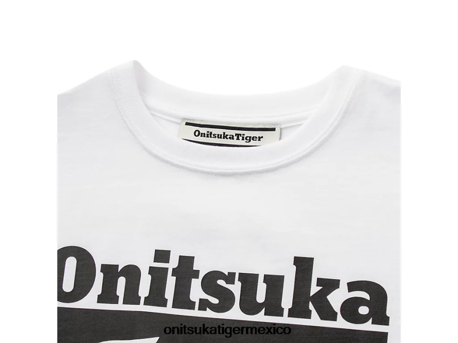Onitsuka Tiger ropa 4P8D6N669 blanco auténtico/negro de alto rendimiento niños camiseta con logo - Image 5