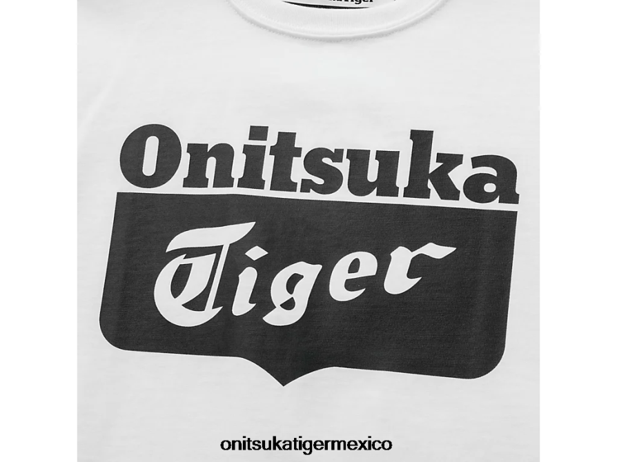 Onitsuka Tiger ropa 4P8D6N669 blanco auténtico/negro de alto rendimiento niños camiseta con logo - Image 6