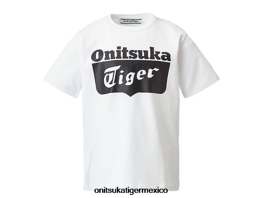 Onitsuka Tiger ropa 4P8D6N669 blanco auténtico/negro de alto rendimiento niños camiseta con logo - Image 1