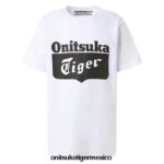 Onitsuka Tiger ropa 4P8D6N672 blanco auténtico/negro de alto rendimiento niños camiseta con logo
