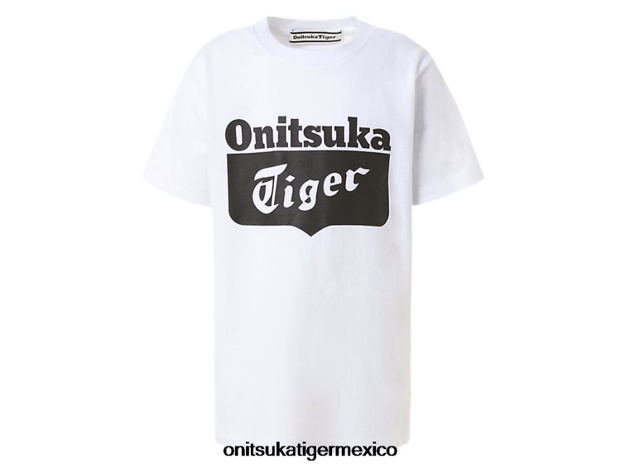 Onitsuka Tiger ropa 4P8D6N672 blanco auténtico/negro de alto rendimiento niños camiseta con logo - Image 1