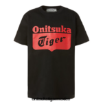 Onitsuka Tiger ropa 4P8D6N676 rendimiento negro/rojo fuego niños camiseta con logo